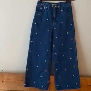 Madewell Wide-Leg Crop Jeans: Confetti Floral Embroidered Edition size 25.